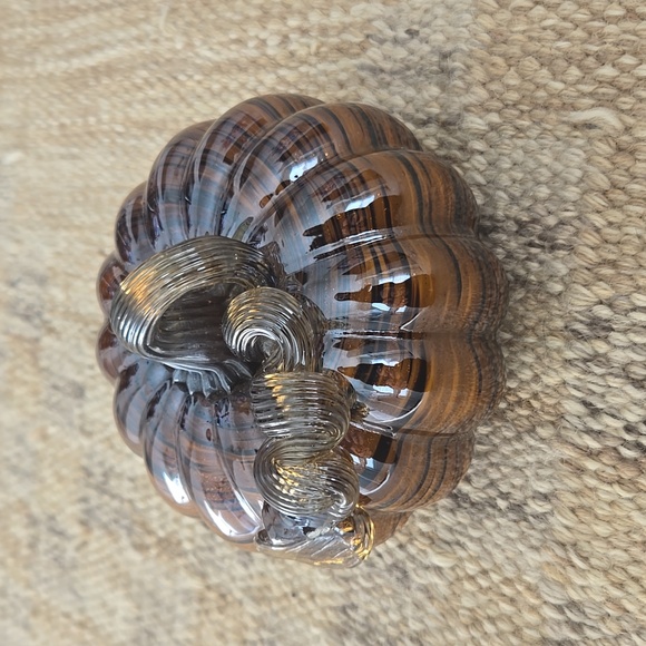 Other - Handcrafted Glass Pumpkin Decor - Brown and Black